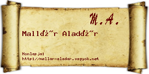 Mallár Aladár névjegykártya